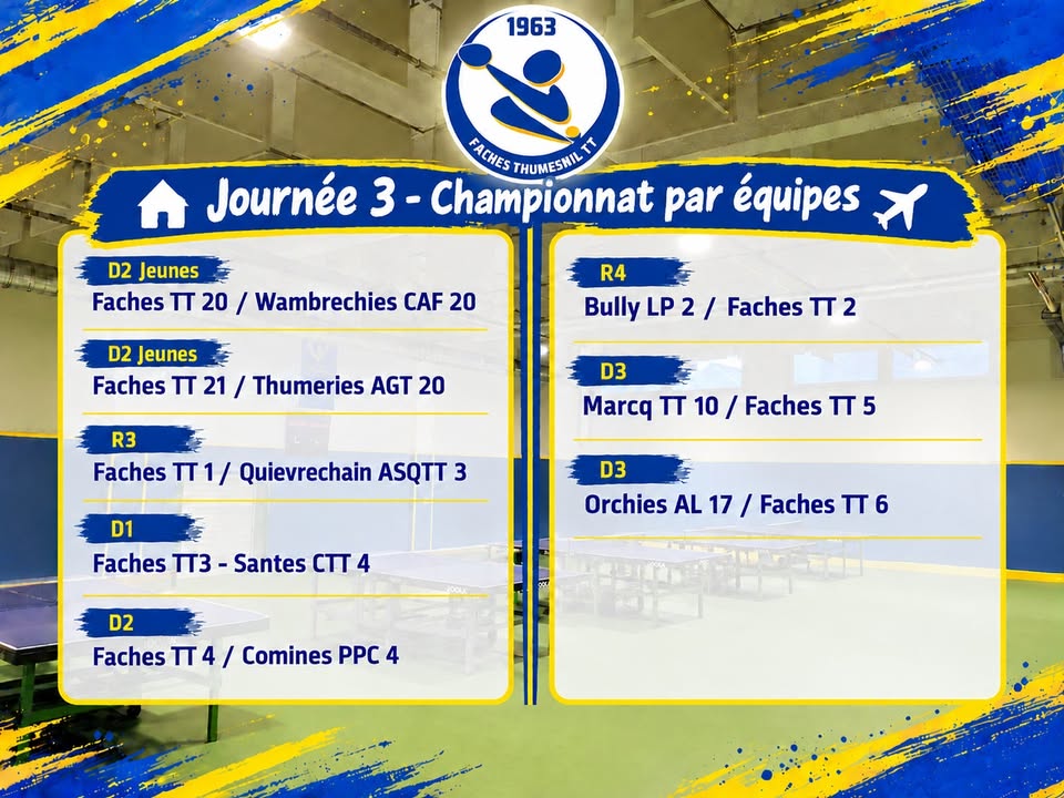 🏓  Journée 3 - Championnat par équipes  🏓